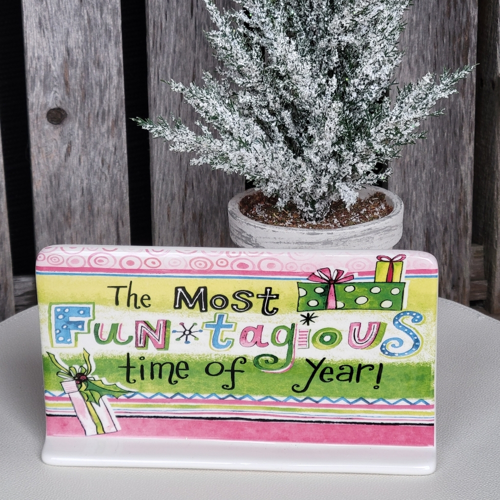 Certified International THE MOST FUNTAGIOUS TIME OF YEAR ceramic pastel plaque - Picture 2 of 5